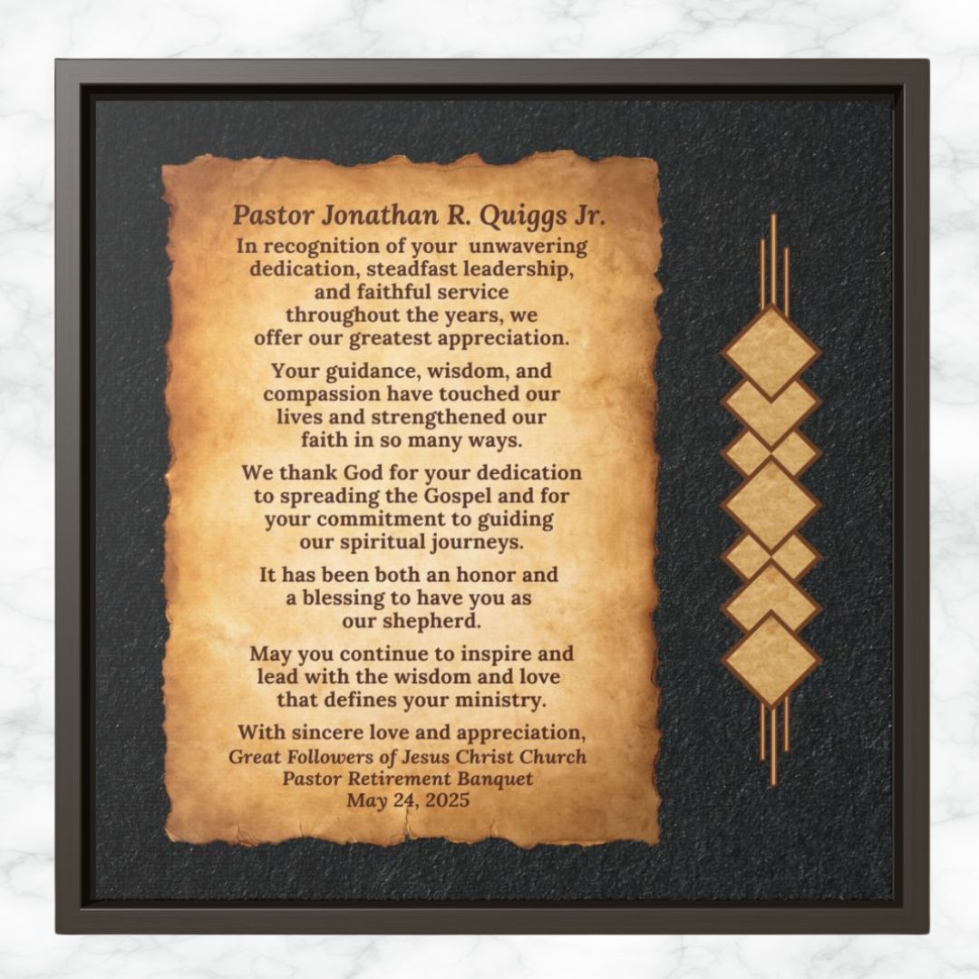 Pastor Retirement Appreciation Wall Art Canvas Wrap Gift Plaque