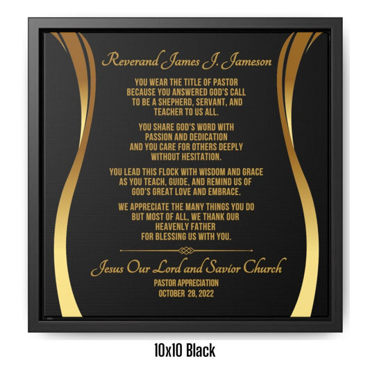 Pastor Appreciation Or Anniversary Framed Canvas Wall Plaque