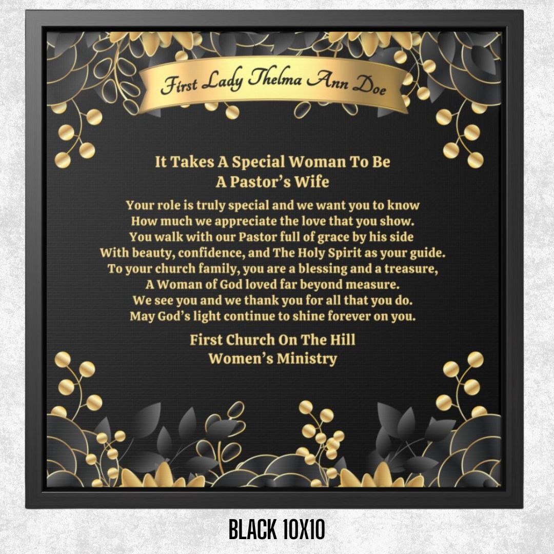 Personalized Pastor's Wife Appreciation Framed Canvas Wall Art