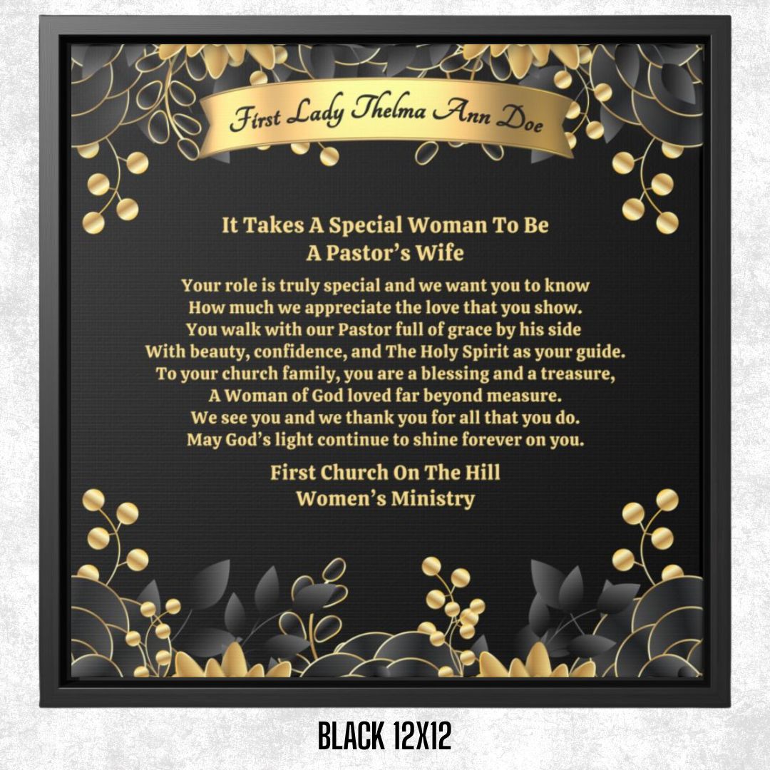 Personalized Pastor's Wife Appreciation Framed Canvas Wall Art