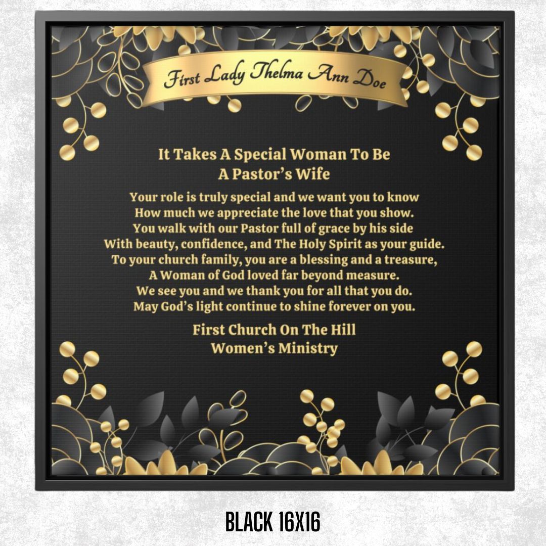 Personalized Pastor's Wife Appreciation Framed Canvas Wall Art