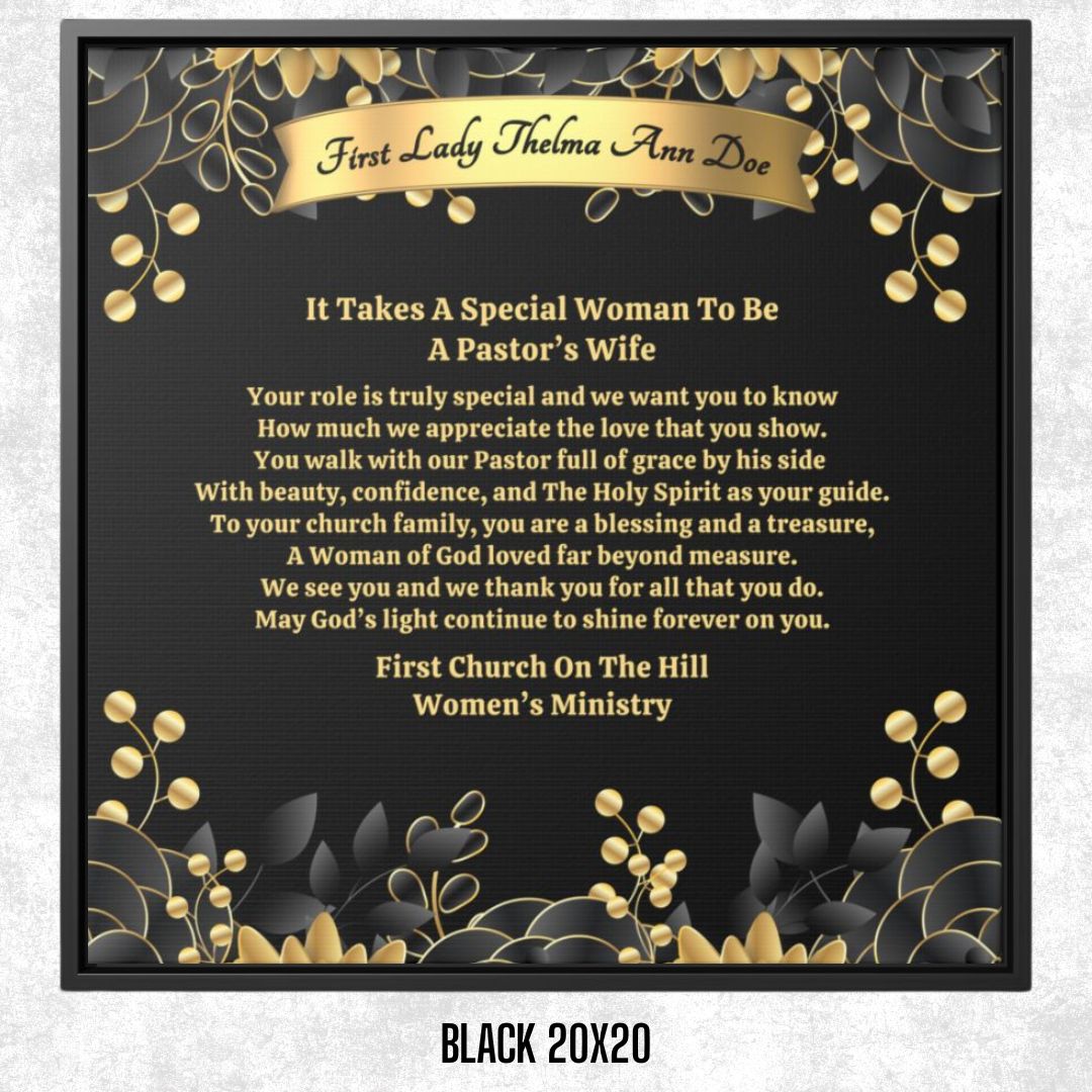 Personalized Pastor's Wife Appreciation Framed Canvas Wall Art