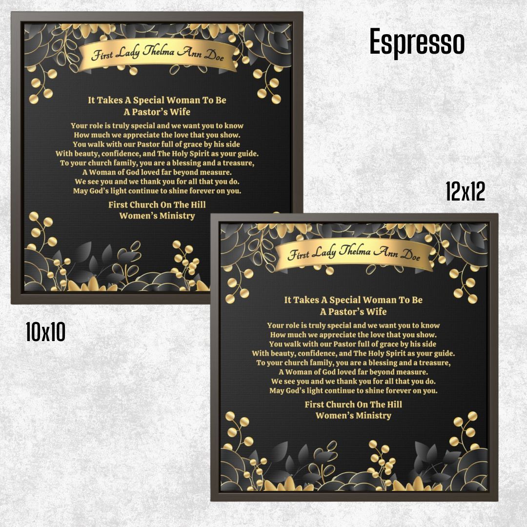 Personalized Pastor's Wife Appreciation Framed Canvas Wall Art
