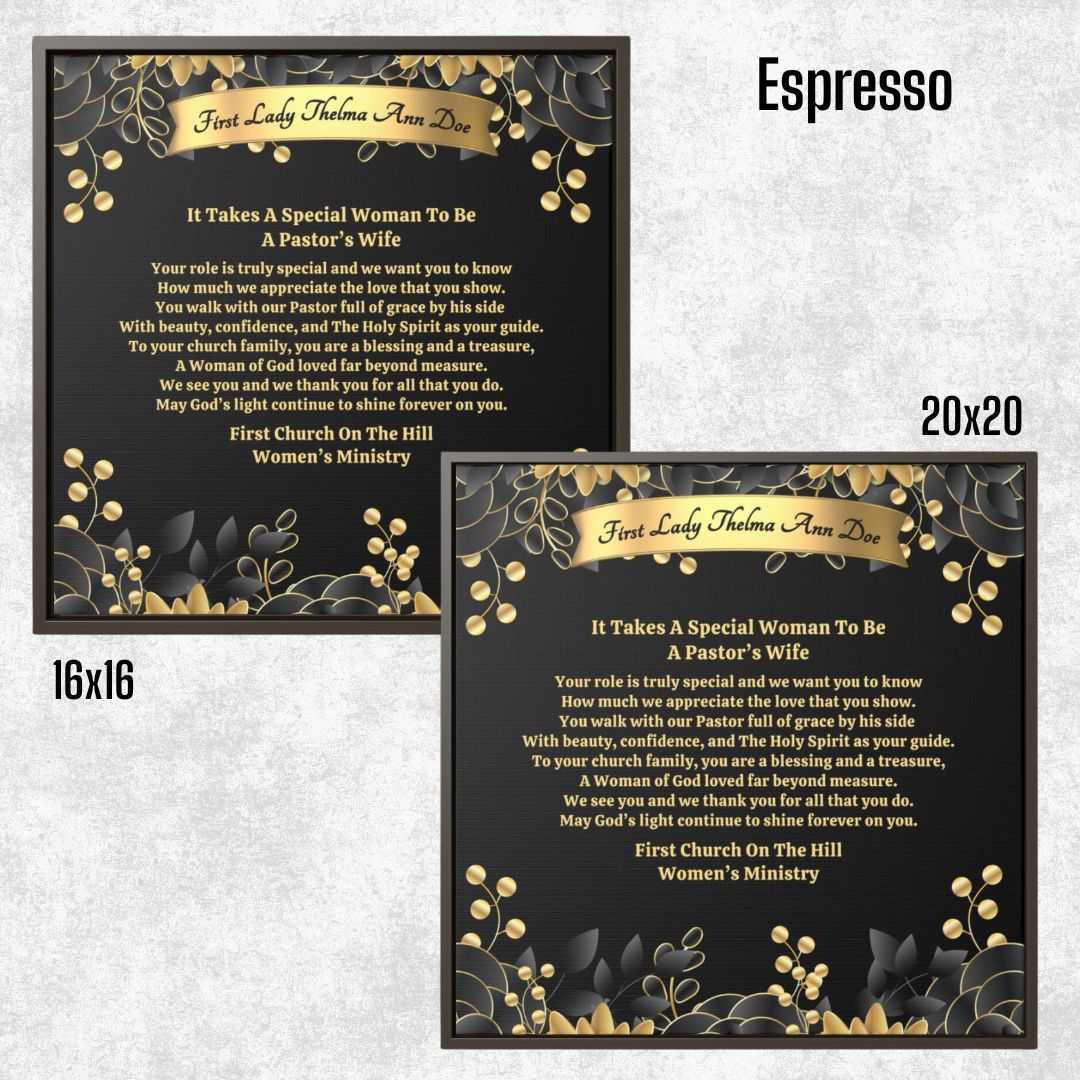 Personalized Pastor's Wife Appreciation Framed Canvas Wall Art