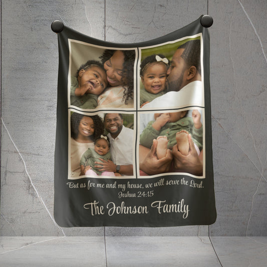 Personalized Photo Sherpa Blanket With Bible Verse Joshua 24:15
