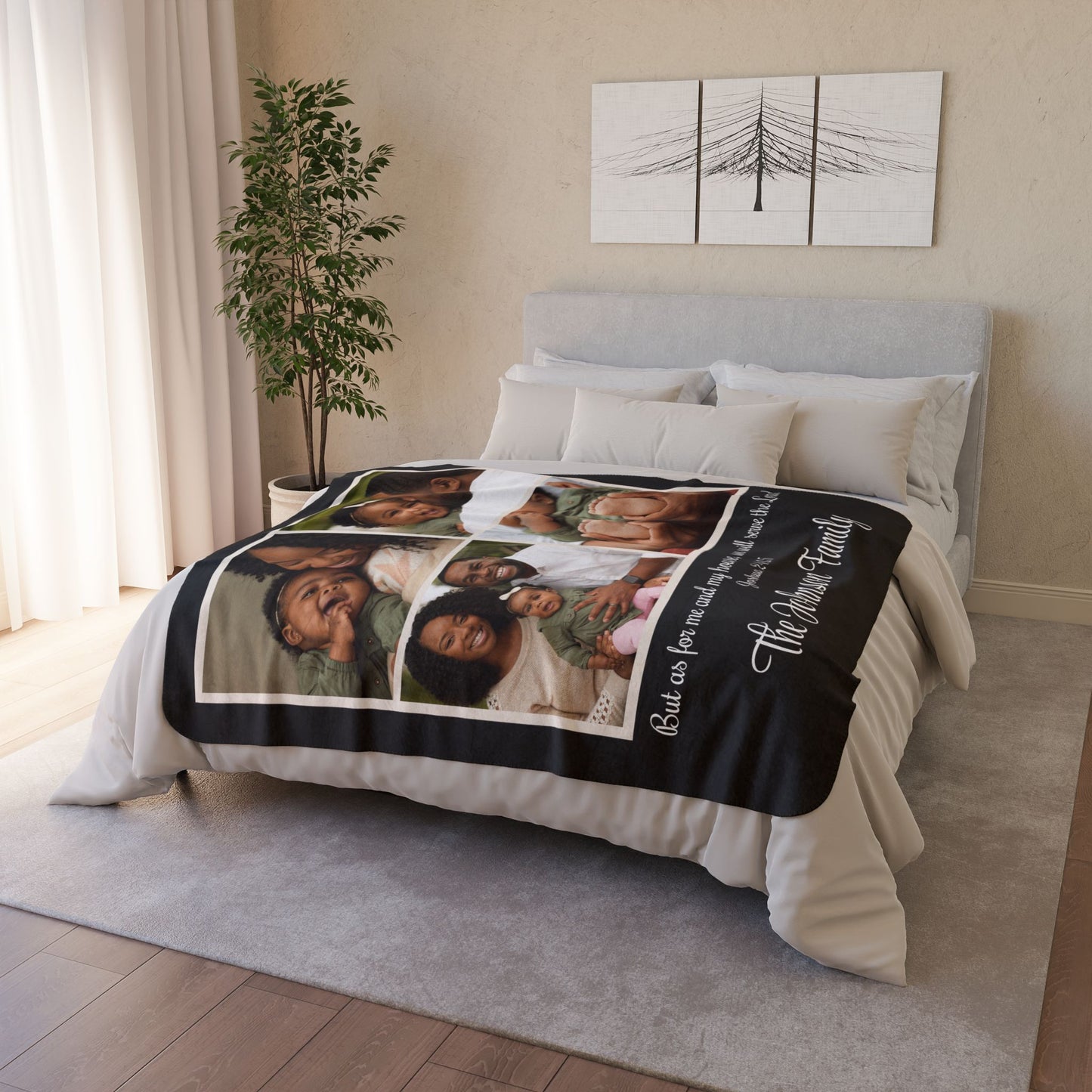 Personalized Photo Sherpa Blanket With Bible Verse Joshua 24:15