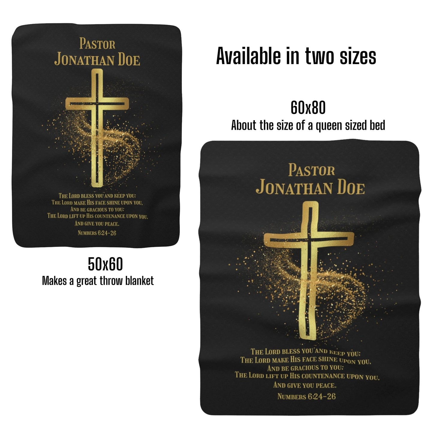 Personalized Pastor Gift Blanket – Christian Sherpa Cross and Scripture