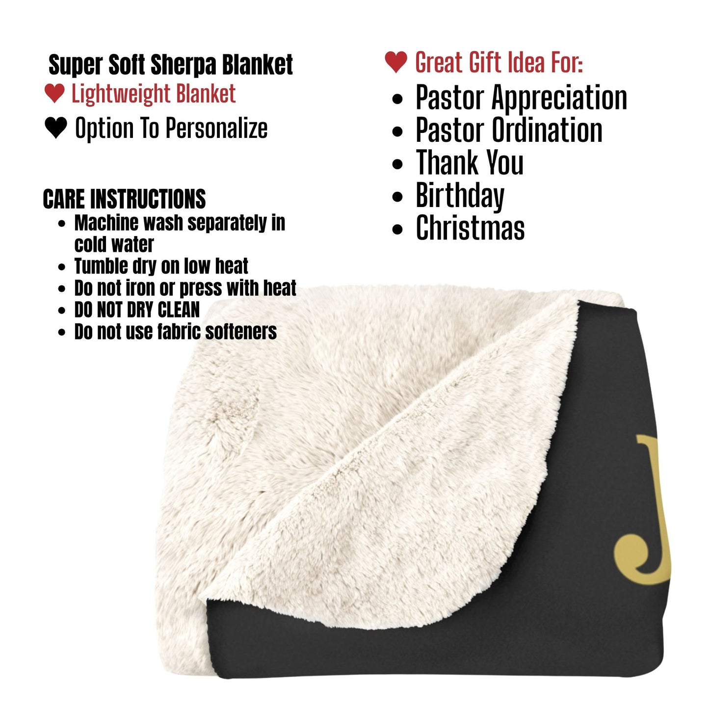 Personalized Pastor Gift Blanket – Christian Sherpa Cross and Scripture