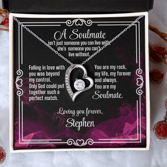 Soulmate Love Message Card With Forever Love Necklace - Can't Live Without
