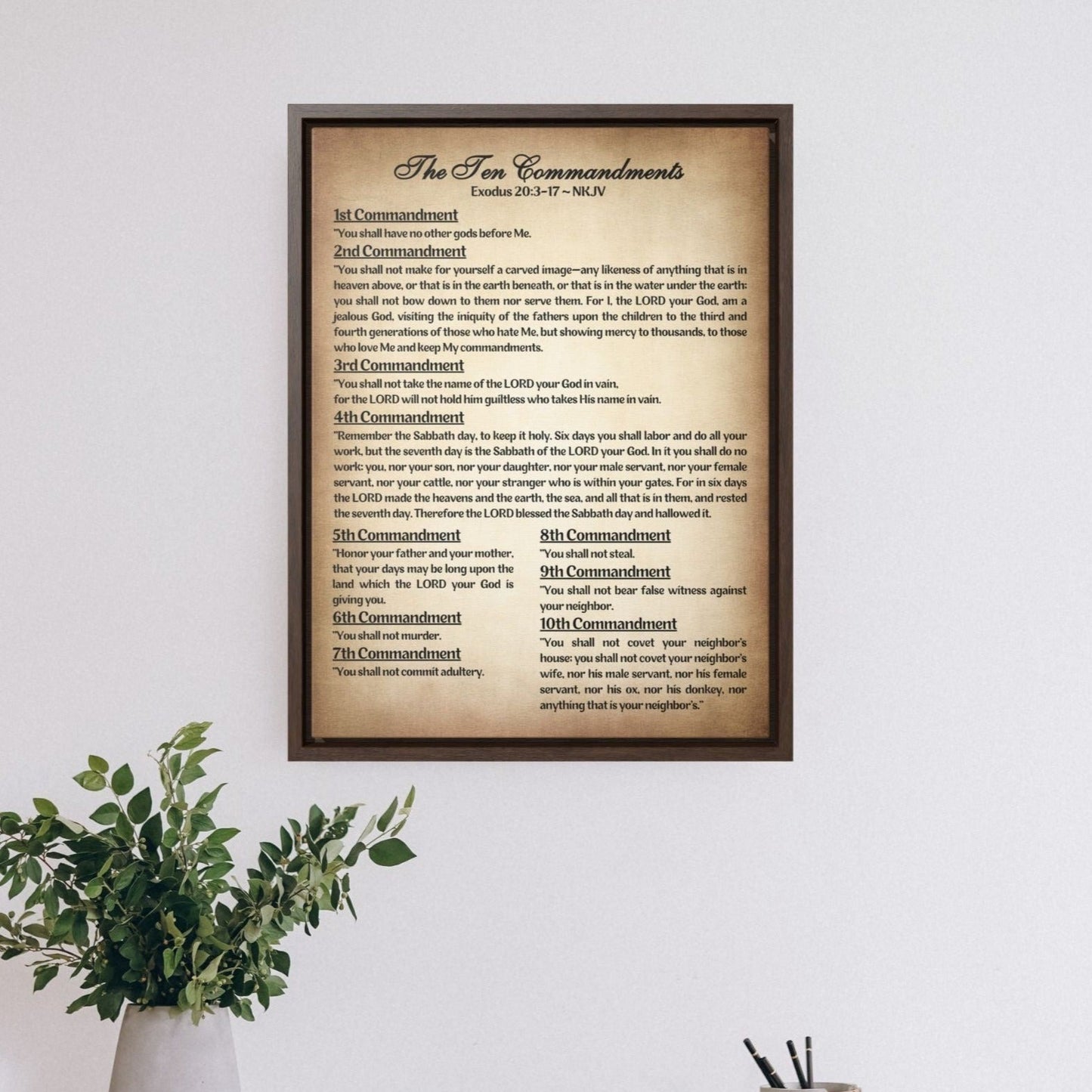 The Ten Commandments Canvas Wrap In Frame