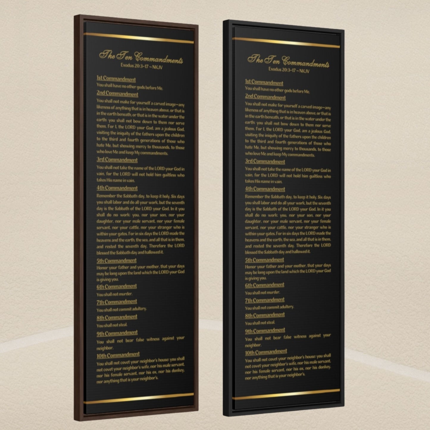 Ten Commandments Framed Canvas Wall Art- Black