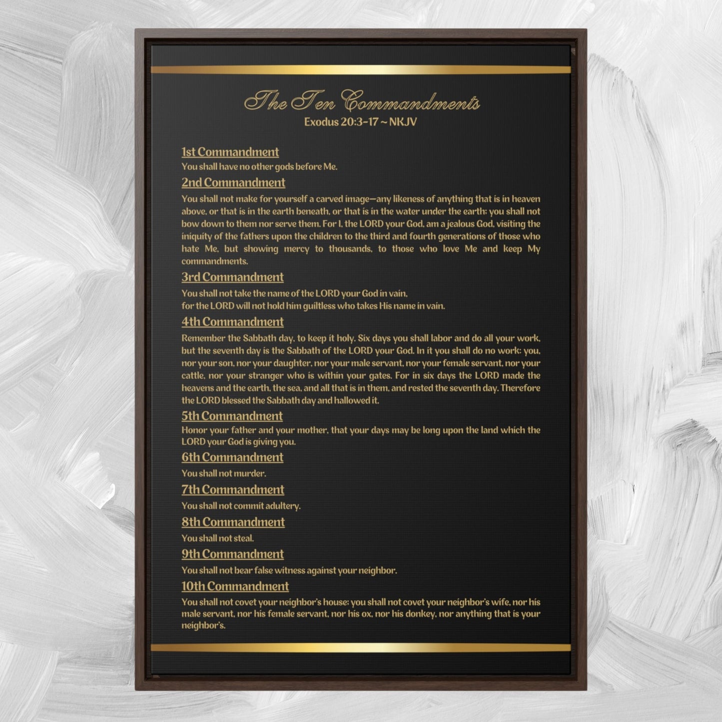Ten Commandments Framed Canvas Wall Art- Black