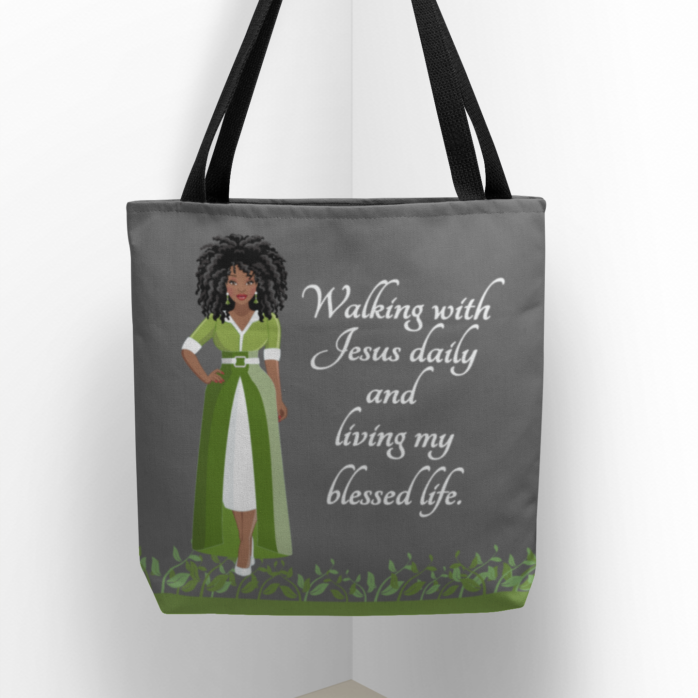 Personalized African American Women's Bible Study Gray Tote Bag