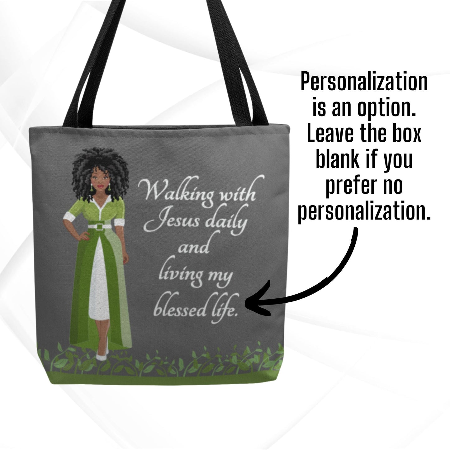Personalized African American Women's Bible Study Gray Tote Bag