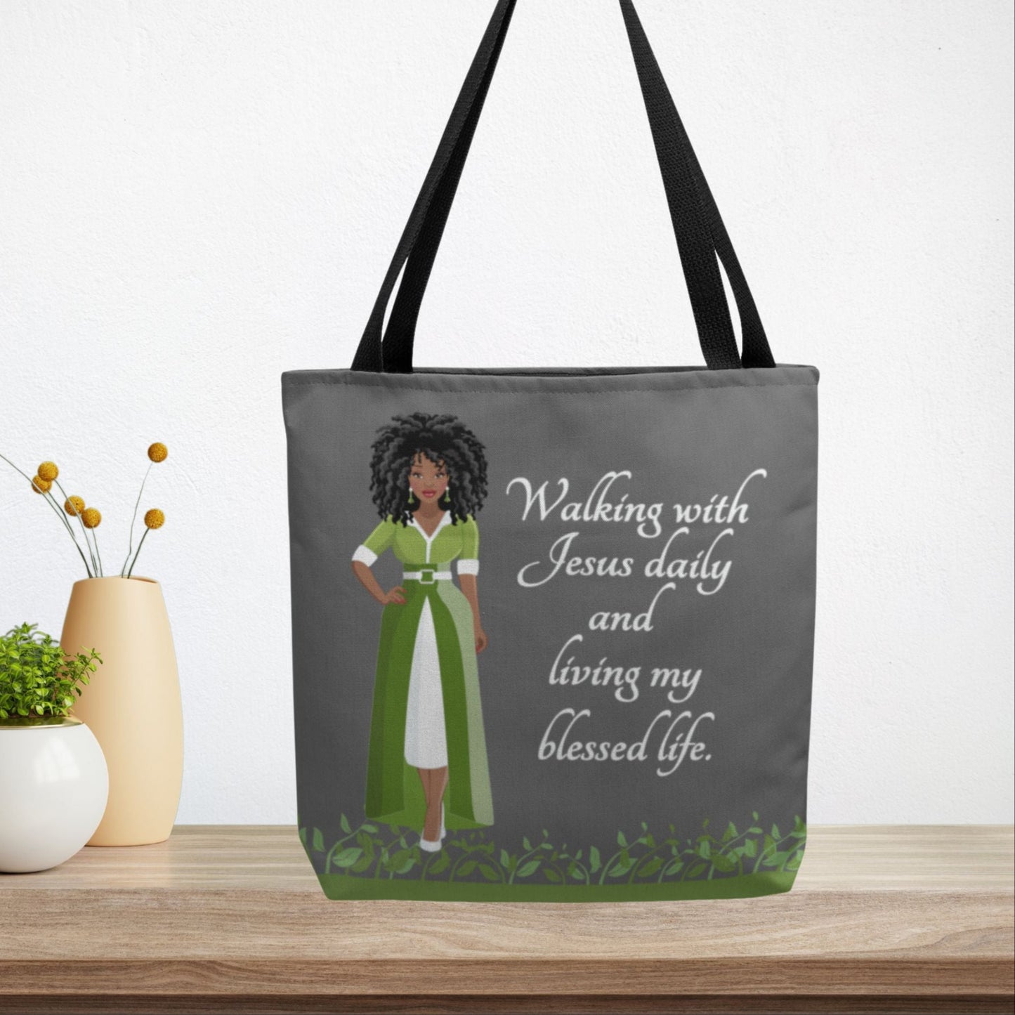 Personalized African American Women's Bible Study Gray Tote Bag