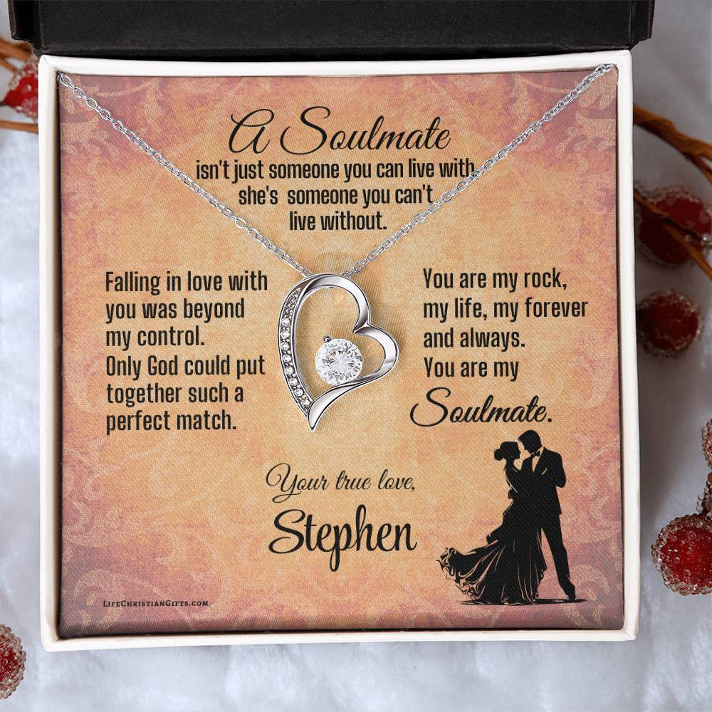 Soulmate Fiancée Christian Message Card With Forever Love Necklace - Can't Live Without