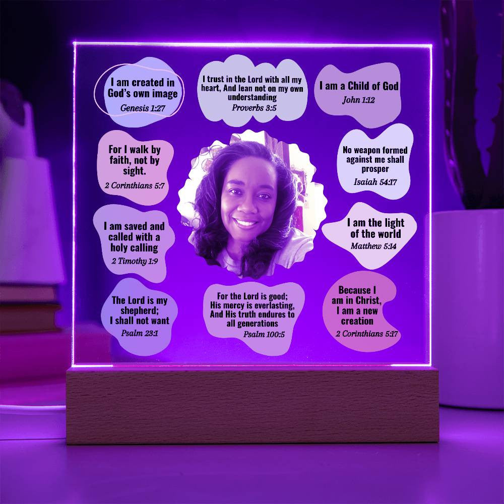 Christian Bible Verse Affirmations Desk Plaque - Personalized Acrylic Photo Plaque