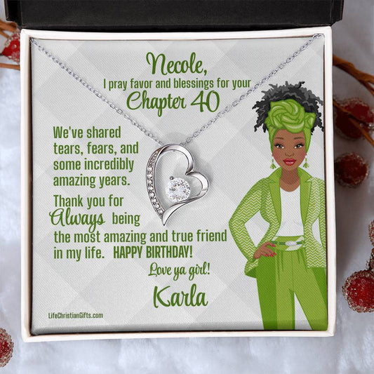 African American Chapter Birthday Card With The Forever Love Necklace