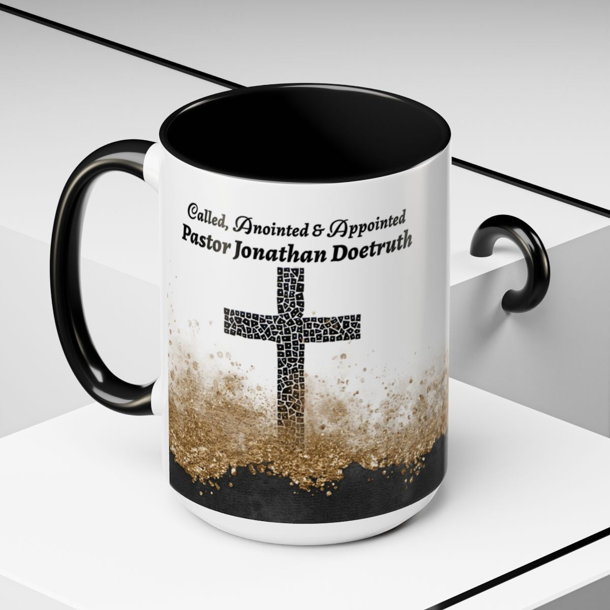 Personalized Pastor Coffee Mug - Mosaic Cross
