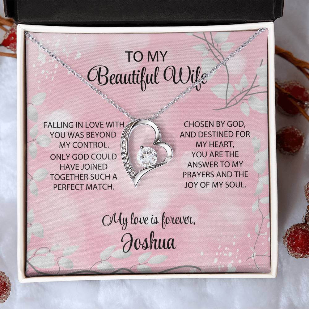 Message To Wife Card With Forever Love Necklace - Perfect Match