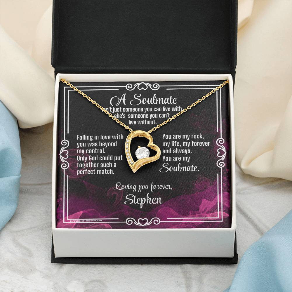 Soulmate Love Message Card With Forever Love Necklace - Can't Live Without