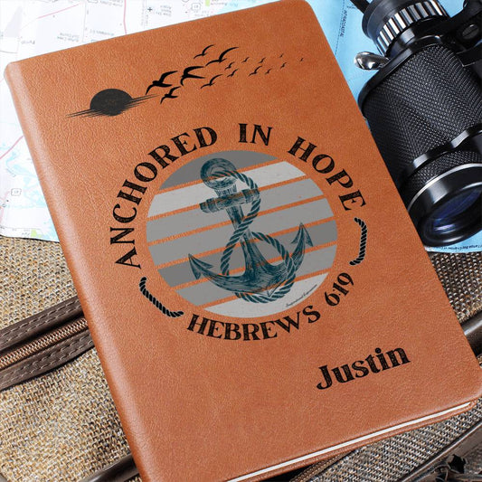 Anchored In Hope Bible Verse Vegan Leather Journal