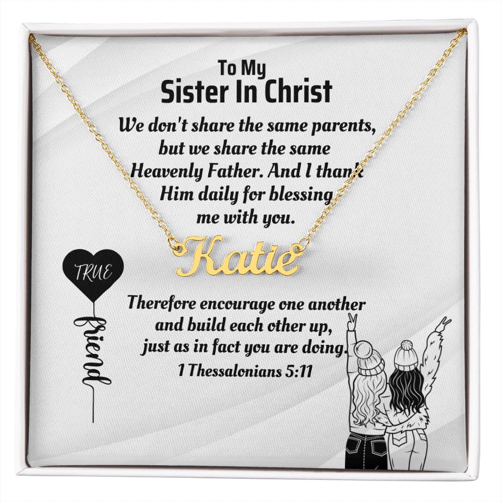 Sister In Christ Gift Personalized Name Necklace Bible Verse Message Card Christian Faith Jewelry For Her Best Friend In Christ Gift