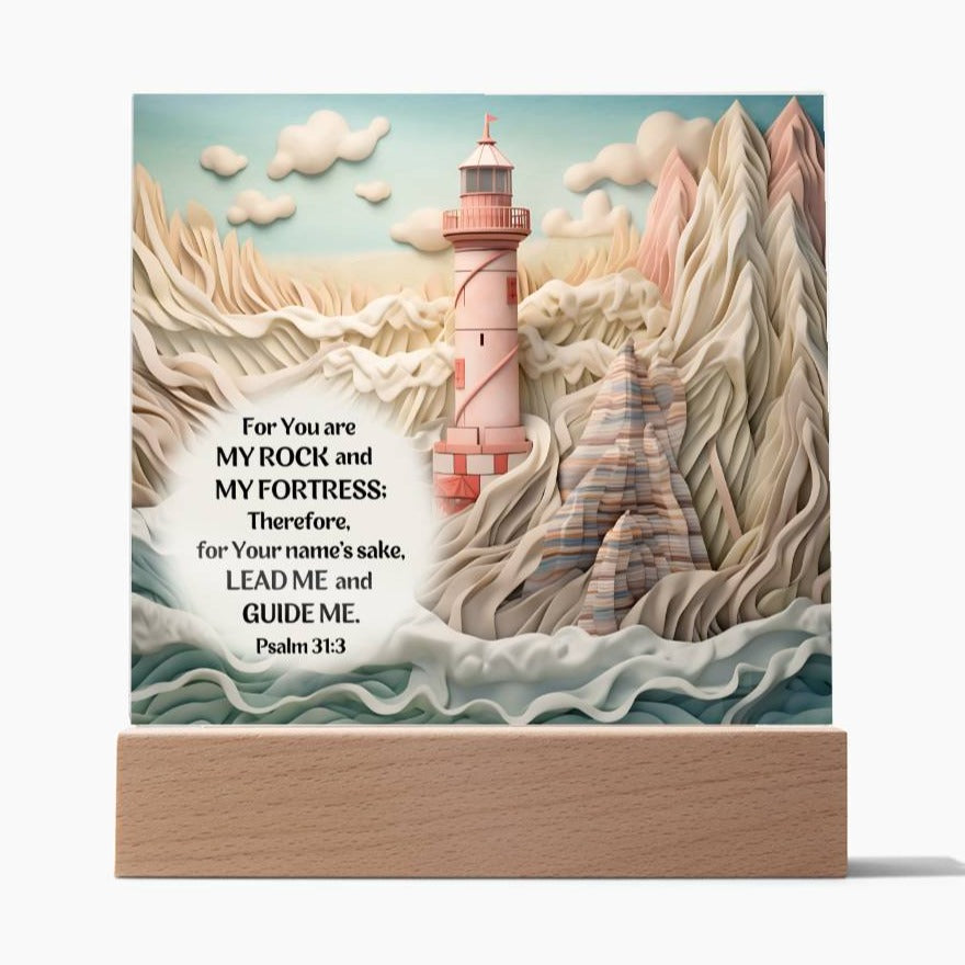 Bible Verse Acrylic Plaque - Lead Me and Guide Me - Lighthouse