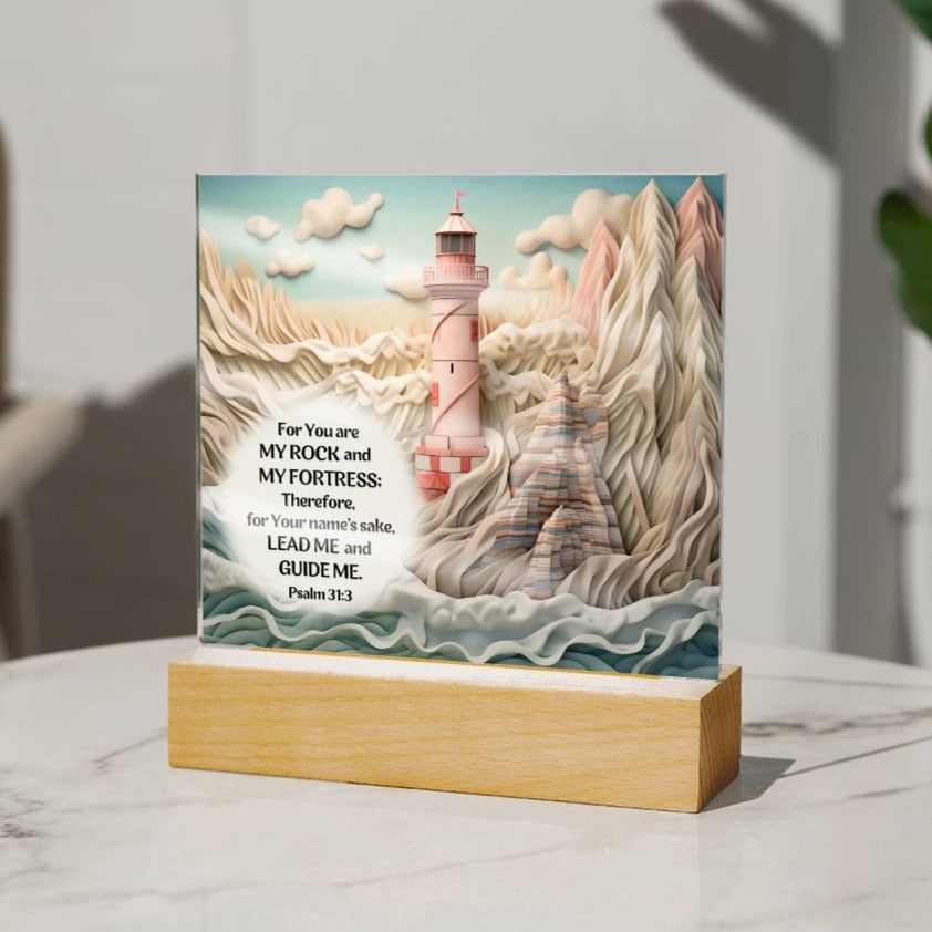 Bible Verse Acrylic Plaque - Lead Me and Guide Me - Lighthouse