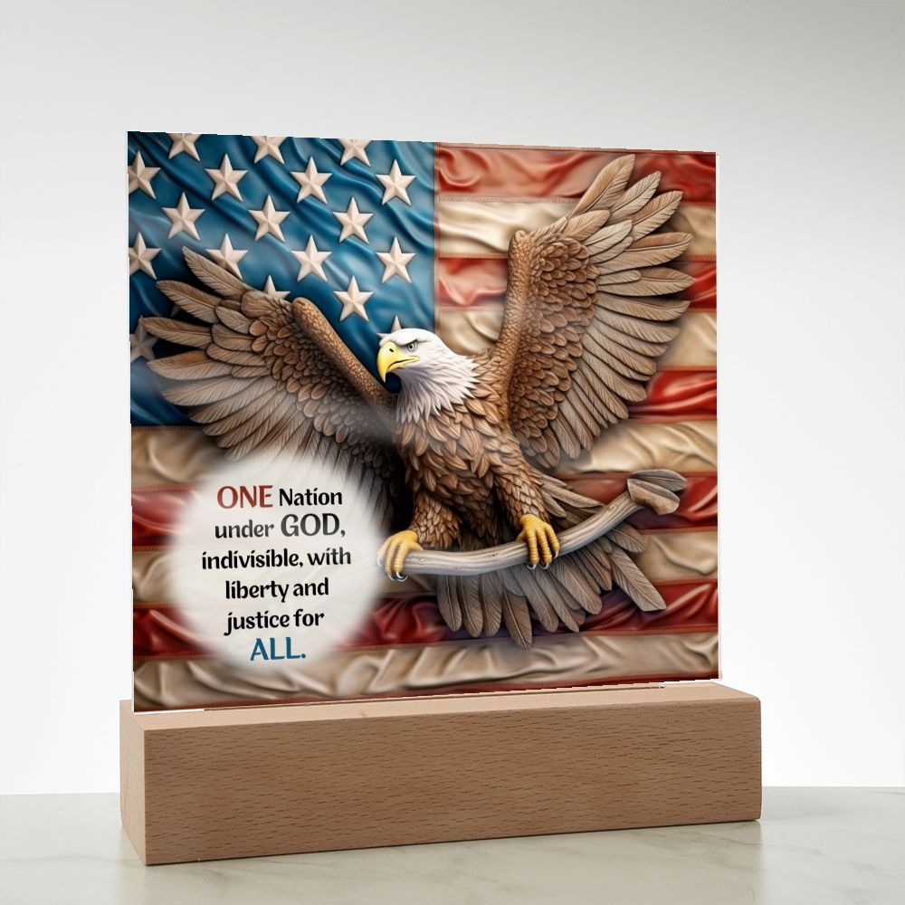 One Nation Under God Decorative Acrylic Plaque - 3D Eagle and Flag