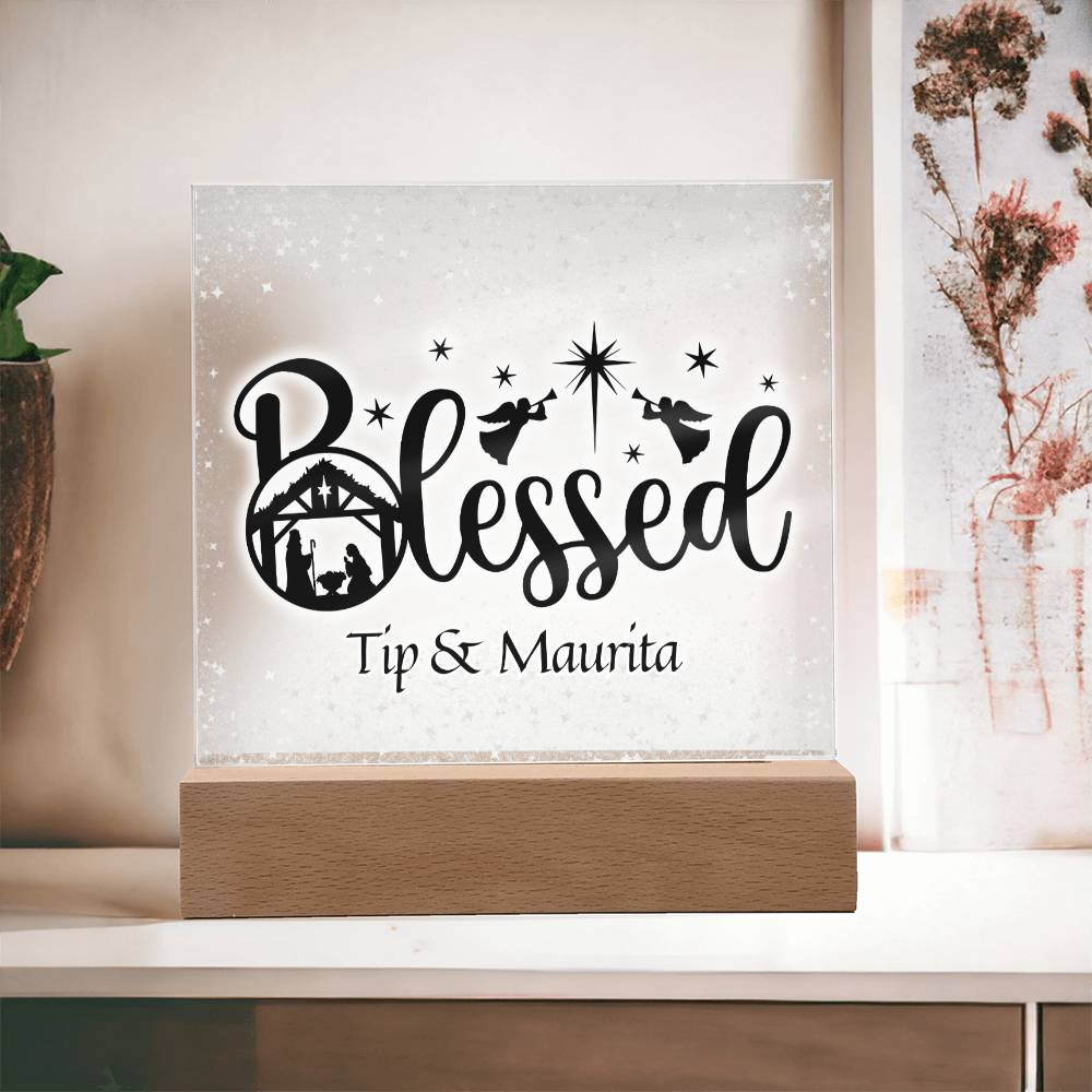 Personalized Christmas Blessed Nativity Scene Decorative Night Light