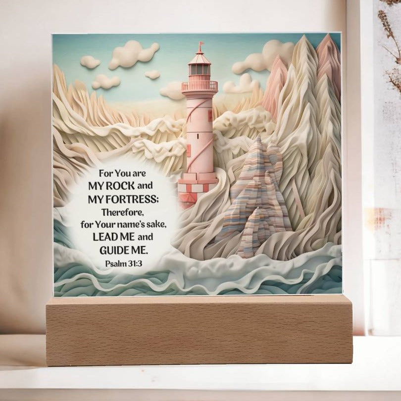 Bible Verse Acrylic Plaque - Lead Me and Guide Me - Lighthouse