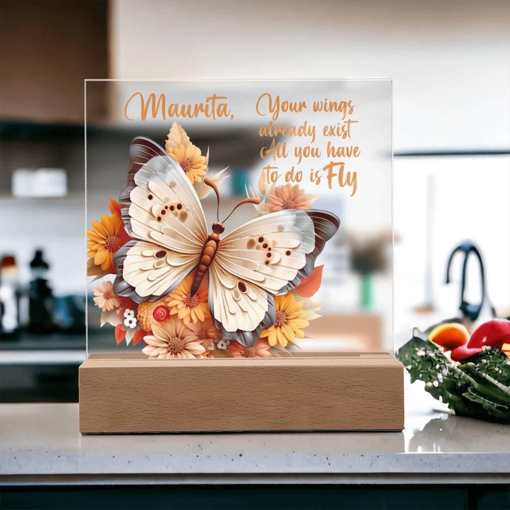 Personalized Encouragement Gift Plaque - Butterfly Wings