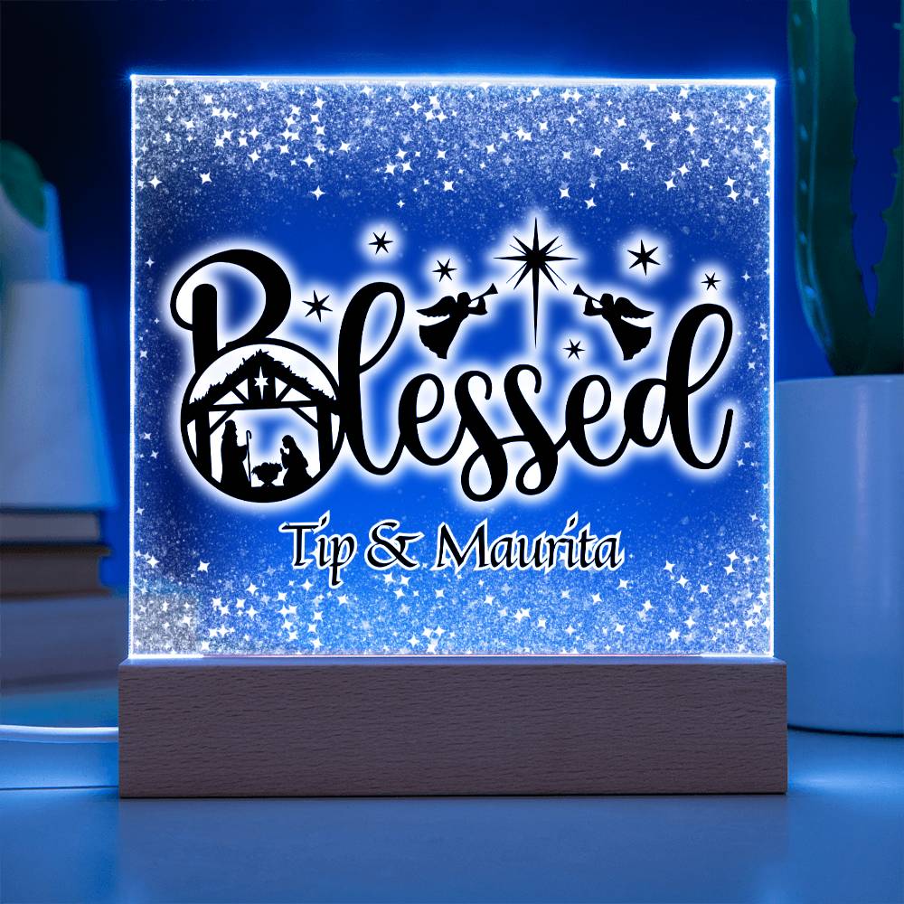 Personalized Christmas Blessed Nativity Scene Decorative Night Light