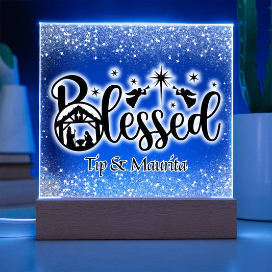 Personalized Christmas Blessed Nativity Scene Decorative Night Light