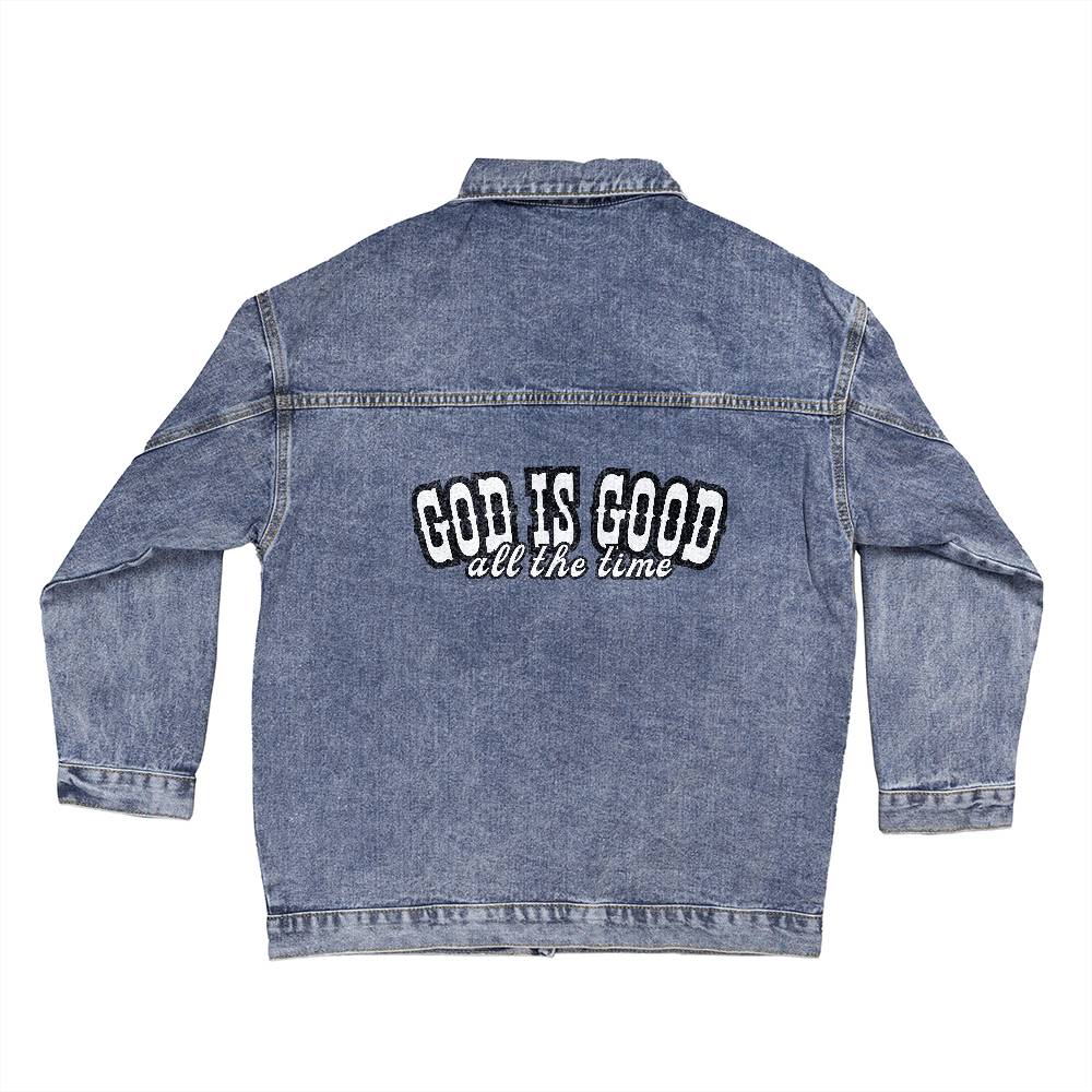 God Is Good All The Time Women's Oversized Denim Jacket
