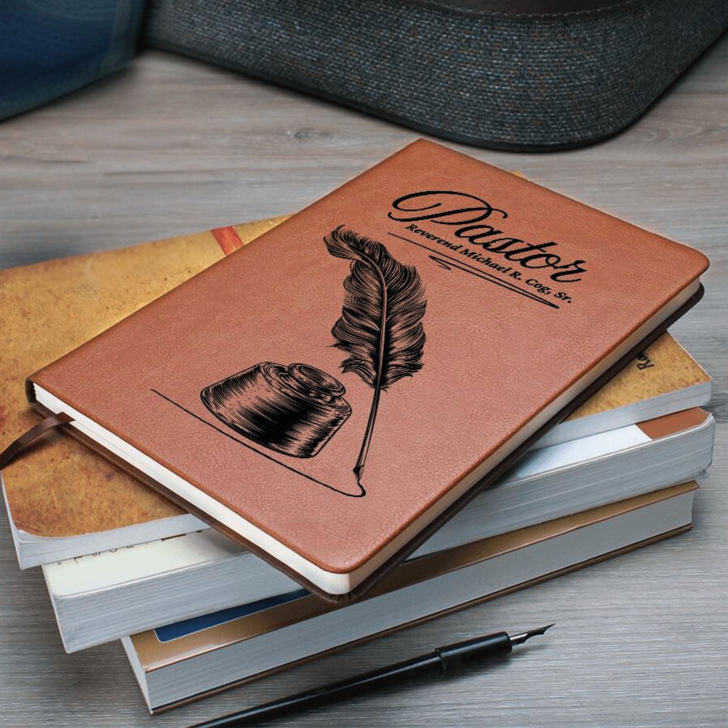 Personalized Pastor Vegan Leather Writing Journal For Sermon Notes