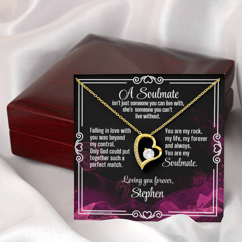Soulmate Love Message Card With Forever Love Necklace - Can't Live Without