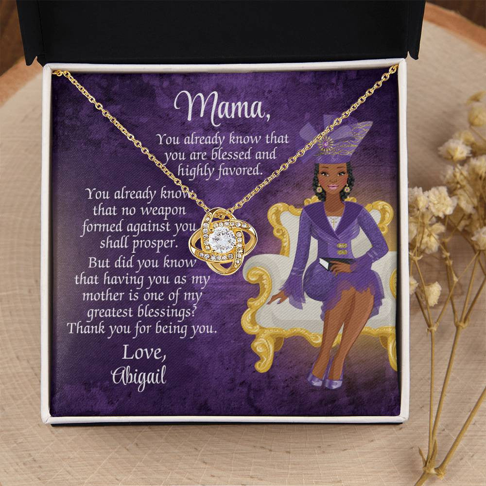 African American Mother Message Card - Love Knot Necklace - You Already Know