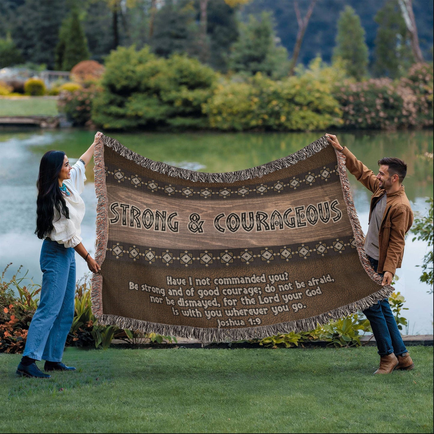 Strong and Courageous Joshua 1:9 Christian Throw Blanket