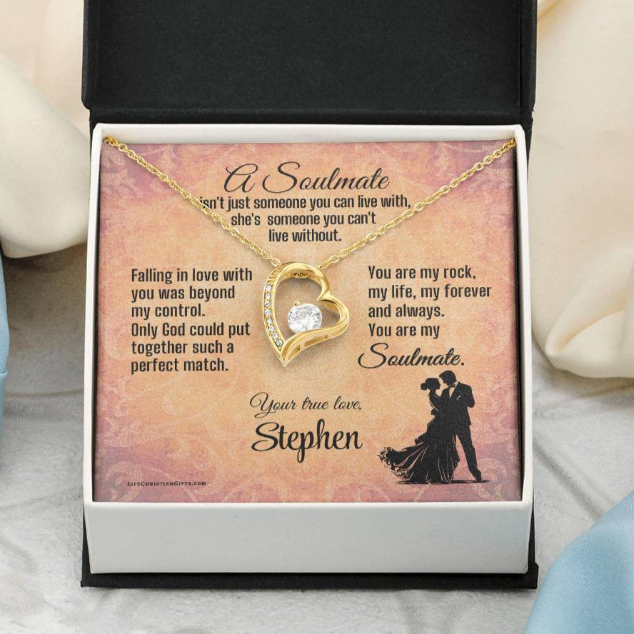 Soulmate Fiancée Christian Message Card With Forever Love Necklace - Can't Live Without