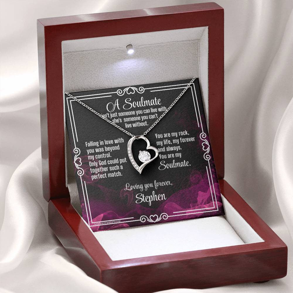Soulmate Love Message Card With Forever Love Necklace - Can't Live Without