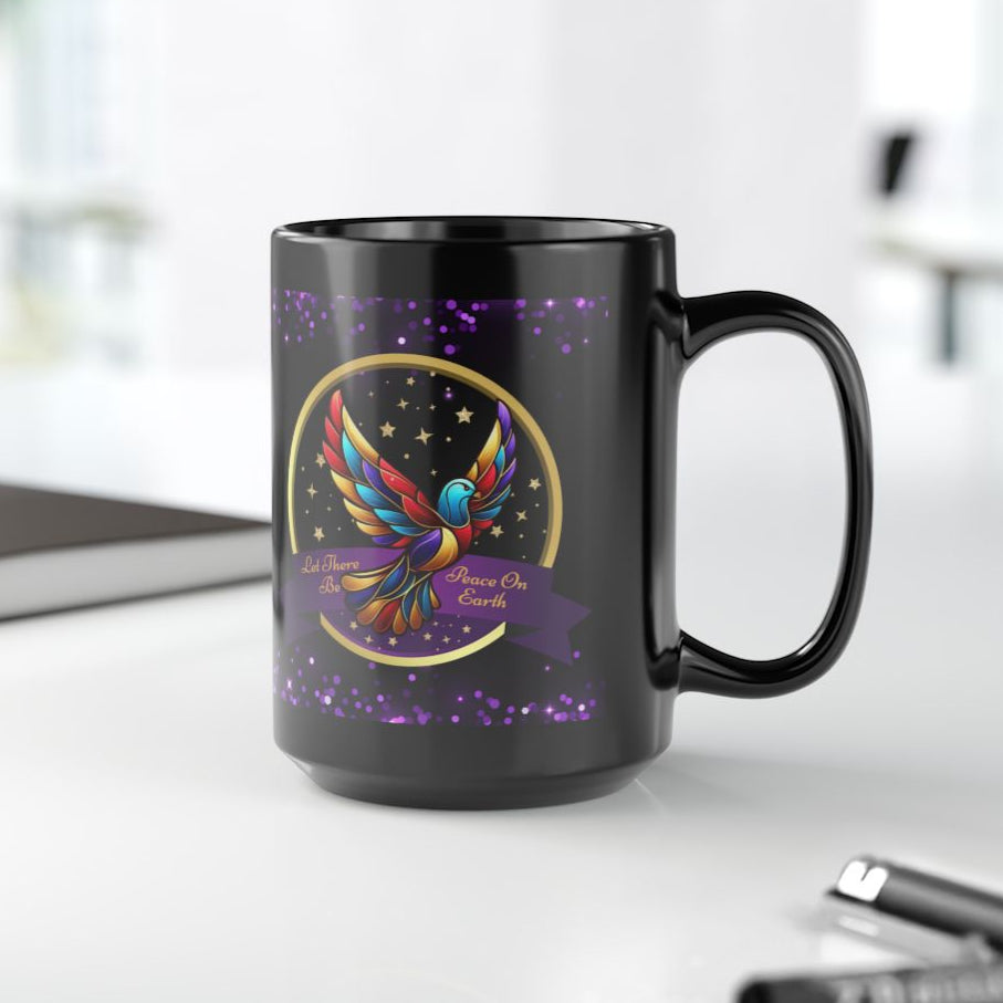 Christmas Coffee Mug - Peace On Earth - Purple Accent