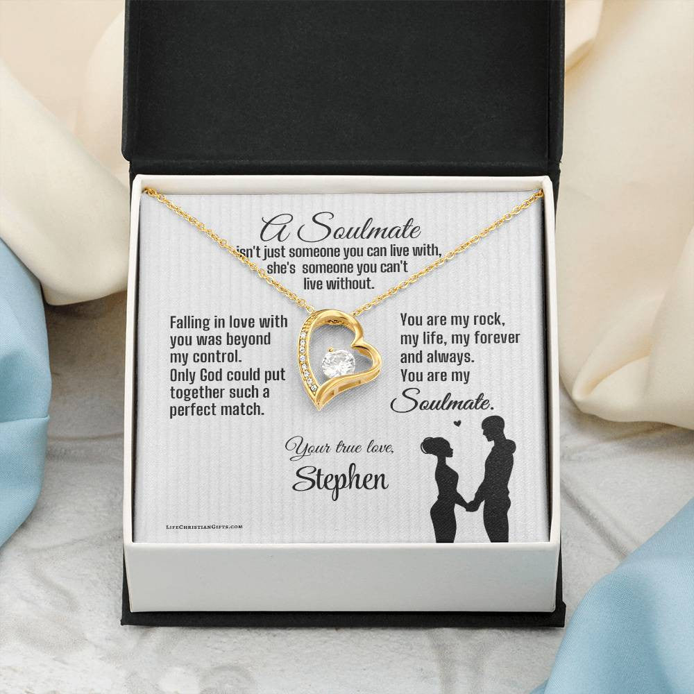 Soulmate Message Card With Forever Love Necklace - Can't Live Without
