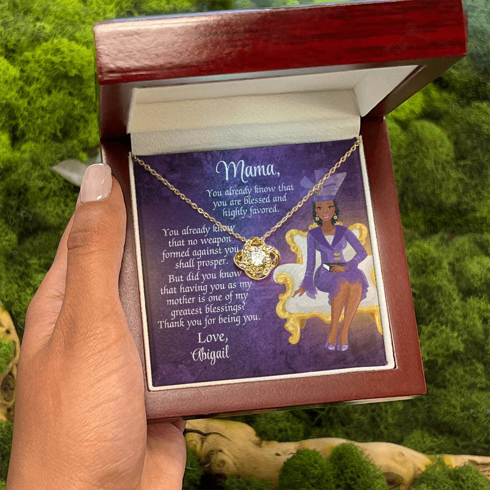 African American Mother Message Card - Love Knot Necklace - You Already Know