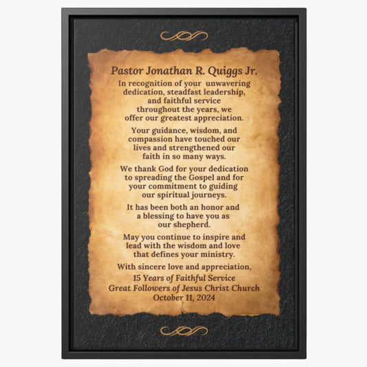 Pastor Appreciation Wall Art - Retirement Or Anniversary