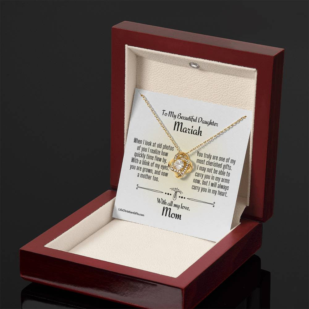 Personalized Card To Daughter With Love Knot Necklace - Time Flew By