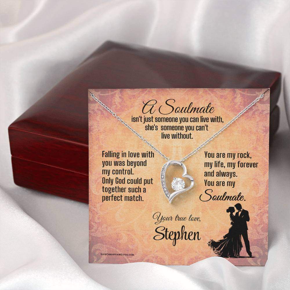 Soulmate Fiancée Christian Message Card With Forever Love Necklace - Can't Live Without