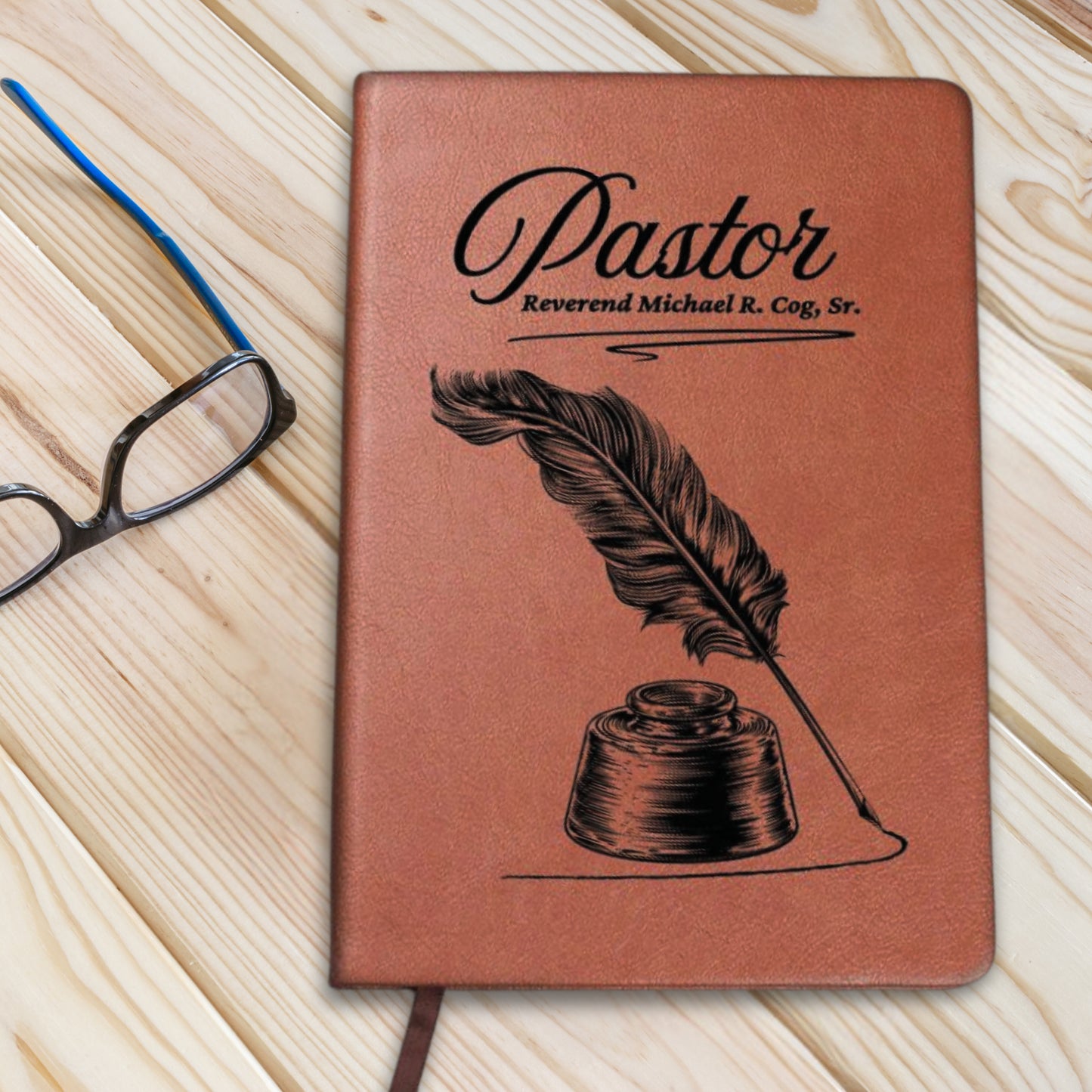 Personalized Pastor Vegan Leather Writing Journal For Sermon Notes