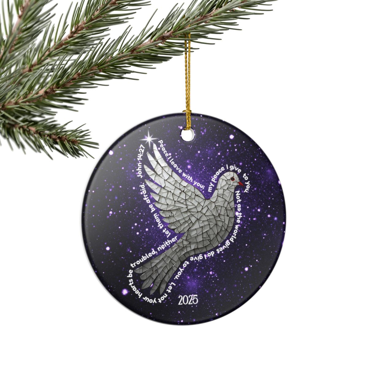 Mosaic Peace Dove Christmas 2025 Keepsake Ornament